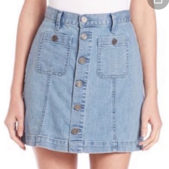 Joie Jeans Button Down Denim Skirt - Picture 2 of 10